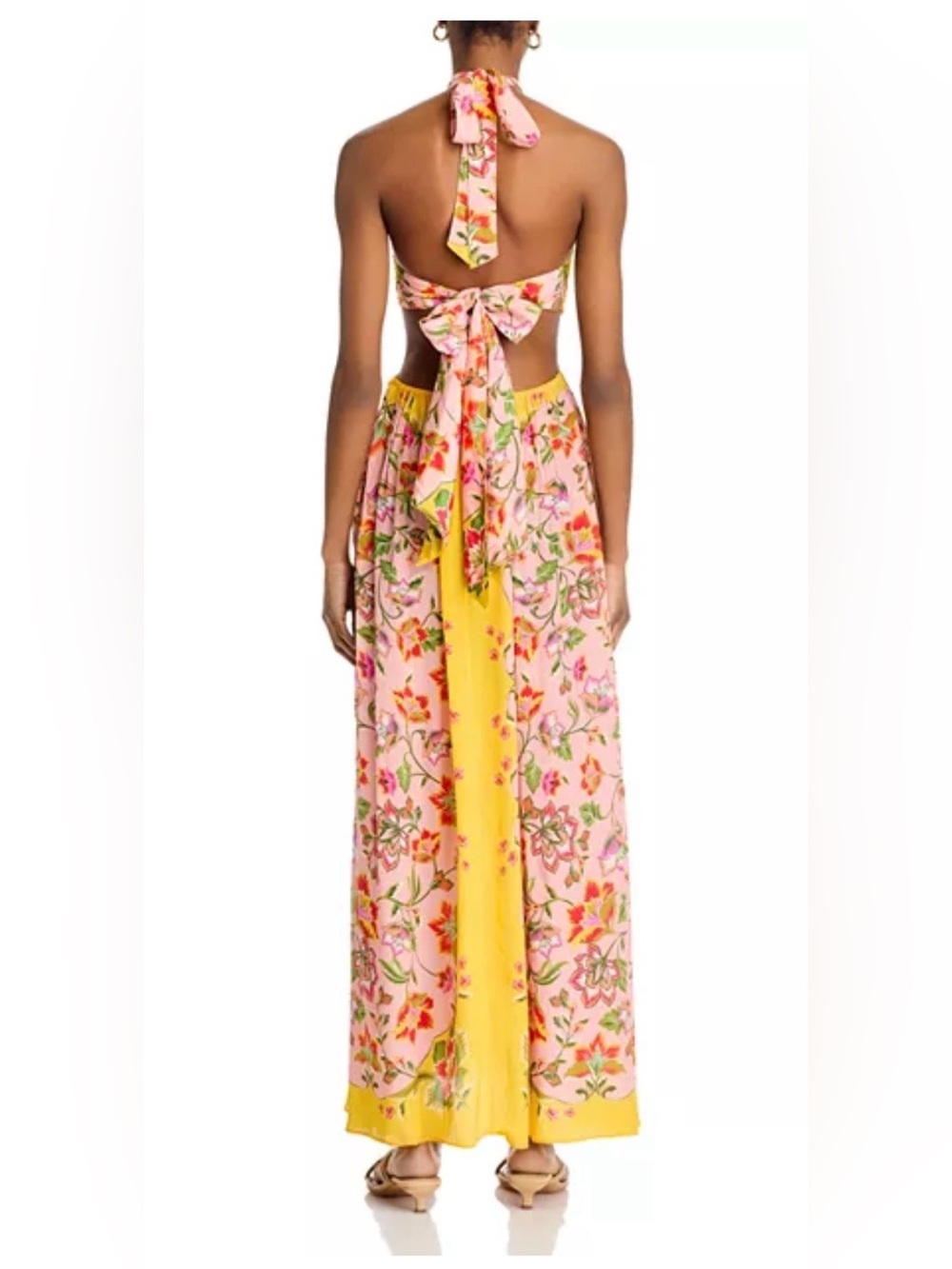 FARM Rio Pink Floral Halter Maxi with Yellow Panels - Picture 4 of 7